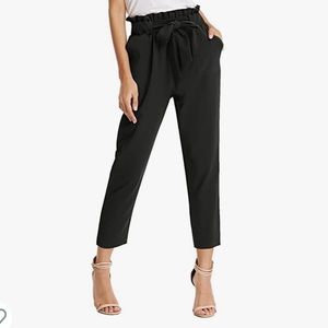 Women’s Cropped Paper Bag Waist Pants with Pockets